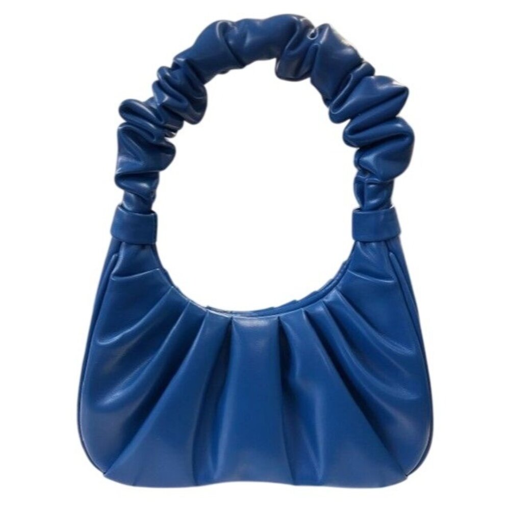 JW Pei Ruched Vegan Blue Leather Shoulder Bag‎ - Picture 2 of 3